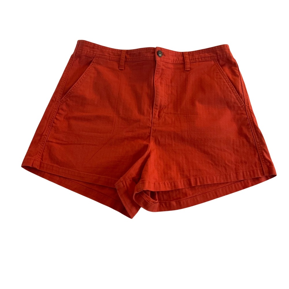 Madewell Shorts Women XL Red‎ Pull-On High Rise Elastic Back Cotton Stretch